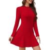imageWEACZZY Womens Long Sleeve Casual Fall Dresses Elegant A Line High Waist Ruffle Flowy Party Wedding Guest Mini Dress 2025Red