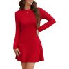 imageWEACZZY Womens Long Sleeve Casual Fall Dresses Elegant A Line High Waist Ruffle Flowy Party Wedding Guest Mini Dress 2025Red