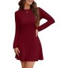 imageWEACZZY Womens Long Sleeve Casual Fall Dresses Elegant A Line High Waist Ruffle Flowy Party Wedding Guest Mini Dress 2025Wine Red
