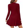 imageWEACZZY Womens Long Sleeve Casual Fall Dresses Elegant A Line High Waist Ruffle Flowy Party Wedding Guest Mini Dress 2025Wine Red
