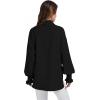 imageWEACZZY Womens Striped Button Down Shirts Long Sleeve Smocked Cuffed Oversized Boyfriend Blouses Collared Causal TopsBlack