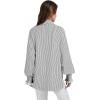 imageWEACZZY Womens Striped Button Down Shirts Long Sleeve Smocked Cuffed Oversized Boyfriend Blouses Collared Causal TopsBlack White Striped