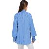 imageWEACZZY Womens Striped Button Down Shirts Long Sleeve Smocked Cuffed Oversized Boyfriend Blouses Collared Causal TopsBlue Striped