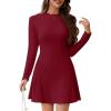 imageWEACZZY Womens Long Sleeve Casual Fall Dresses Elegant A Line High Waist Ruffle Flowy Party Wedding Guest Mini Dress 2025Wine Red