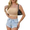 image4 Pieces Tube Top Strapless Tops for Women Summer Bandeau Basic Crop Tops Sleeveless ShirtBlack beige light Grey white