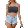 image4 Pieces Tube Top Strapless Tops for Women Summer Bandeau Basic Crop Tops Sleeveless ShirtBlack deep Grey red white