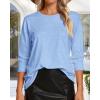 imageCHICGAL Women 34 Sleeve Shirts Casual Round Neck Tops Basic Tees Cute TShirts BlousesB Blue