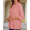 imageCHICGAL Women 34 Sleeve Shirts Casual Round Neck Tops Basic Tees Cute TShirts BlousesB Coral