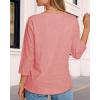 imageCHICGAL Women 34 Sleeve Shirts Casual Round Neck Tops Basic Tees Cute TShirts BlousesB Coral