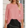 imageCHICGAL Women 34 Sleeve Shirts Casual Round Neck Tops Basic Tees Cute TShirts BlousesB Coral