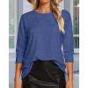 imageCHICGAL Women 34 Sleeve Shirts Casual Round Neck Tops Basic Tees Cute TShirts BlousesB Deep Blue