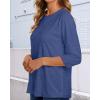 imageCHICGAL Women 34 Sleeve Shirts Casual Round Neck Tops Basic Tees Cute TShirts BlousesB Deep Blue