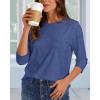 imageCHICGAL Women 34 Sleeve Shirts Casual Round Neck Tops Basic Tees Cute TShirts BlousesB Deep Blue