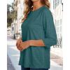 imageCHICGAL Women 34 Sleeve Shirts Casual Round Neck Tops Basic Tees Cute TShirts BlousesB Green