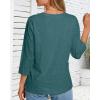imageCHICGAL Women 34 Sleeve Shirts Casual Round Neck Tops Basic Tees Cute TShirts BlousesB Green