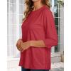 imageCHICGAL Women 34 Sleeve Shirts Casual Round Neck Tops Basic Tees Cute TShirts BlousesB Red