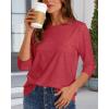 imageCHICGAL Women 34 Sleeve Shirts Casual Round Neck Tops Basic Tees Cute TShirts BlousesB Red