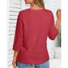 imageCHICGAL Women 34 Sleeve Shirts Casual Round Neck Tops Basic Tees Cute TShirts BlousesB Red