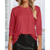 imageCHICGAL Women 34 Sleeve Shirts Casual Round Neck Tops Basic Tees Cute TShirts BlousesB Red