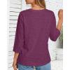imageCHICGAL Women 34 Sleeve Shirts Casual Round Neck Tops Basic Tees Cute TShirts BlousesB Wine Red