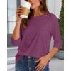imageCHICGAL Women 34 Sleeve Shirts Casual Round Neck Tops Basic Tees Cute TShirts BlousesB Wine Red