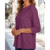 imageCHICGAL Women 34 Sleeve Shirts Casual Round Neck Tops Basic Tees Cute TShirts BlousesB Wine Red