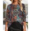 imageCHICGAL Women 34 Sleeve Shirts Casual Round Neck Tops Basic Tees Cute TShirts BlousesBohemian Print