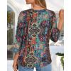 imageCHICGAL Women 34 Sleeve Shirts Casual Round Neck Tops Basic Tees Cute TShirts BlousesBohemian Print