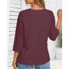 imageCHICGAL Women 34 Sleeve Shirts Casual Round Neck Tops Basic Tees Cute TShirts BlousesDeep Red