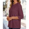 imageCHICGAL Women 34 Sleeve Shirts Casual Round Neck Tops Basic Tees Cute TShirts BlousesDeep Red