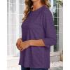 imageCHICGAL Women 34 Sleeve Shirts Casual Round Neck Tops Basic Tees Cute TShirts BlousesPurple