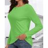 imageCHICGAL Women Long Sleeve Shirts Casual Fall Tees Crew Neck Basic Tunic TopsBright Green