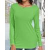 imageCHICGAL Women Long Sleeve Shirts Casual Fall Tees Crew Neck Basic Tunic TopsBright Green