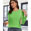 imageCHICGAL Women Long Sleeve Shirts Casual Fall Tees Crew Neck Basic Tunic TopsBright Green