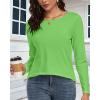 imageCHICGAL Women Long Sleeve Shirts Casual Fall Tees Crew Neck Basic Tunic TopsBright Green