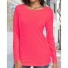 imageCHICGAL Women Long Sleeve Shirts Casual Fall Tees Crew Neck Basic Tunic TopsBright Pink