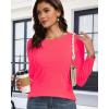 imageCHICGAL Women Long Sleeve Shirts Casual Fall Tees Crew Neck Basic Tunic TopsBright Pink