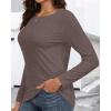imageCHICGAL Women Long Sleeve Shirts Casual Fall Tees Crew Neck Basic Tunic TopsDeep Brown