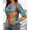 imageCHICGAL Women Long Sleeve Shirts Casual Fall Tees Crew Neck Basic Tunic TopsFloral Boho Print