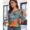 imageCHICGAL Women Long Sleeve Shirts Casual Fall Tees Crew Neck Basic Tunic TopsFloral Boho Print