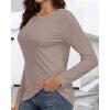 imageCHICGAL Women Long Sleeve Shirts Casual Fall Tees Crew Neck Basic Tunic TopsKhaki