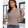 imageCHICGAL Women Long Sleeve Shirts Casual Fall Tees Crew Neck Basic Tunic TopsKhaki