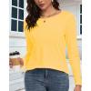 imageCHICGAL Women Long Sleeve Shirts Casual Fall Tees Crew Neck Basic Tunic TopsLight Yellow