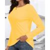 imageCHICGAL Women Long Sleeve Shirts Casual Fall Tees Crew Neck Basic Tunic TopsLight Yellow