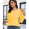 imageCHICGAL Women Long Sleeve Shirts Casual Fall Tees Crew Neck Basic Tunic TopsLight Yellow