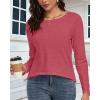 imageCHICGAL Women Long Sleeve Shirts Casual Fall Tees Crew Neck Basic Tunic TopsMagenta