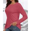 imageCHICGAL Women Long Sleeve Shirts Casual Fall Tees Crew Neck Basic Tunic TopsMagenta