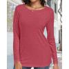 imageCHICGAL Women Long Sleeve Shirts Casual Fall Tees Crew Neck Basic Tunic TopsMagenta