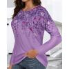 imageCHICGAL Women Long Sleeve Shirts Casual Fall Tees Crew Neck Basic Tunic TopsPurple Floral