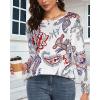imageCHICGAL Women Long Sleeve Shirts Casual Fall Tees Crew Neck Basic Tunic TopsWhite Paisley